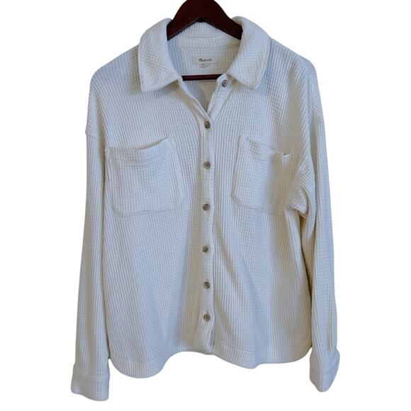 Madewell Women's Waffle Knit Shirt-Jacket Button-Up Size M - Picture 1 of 8